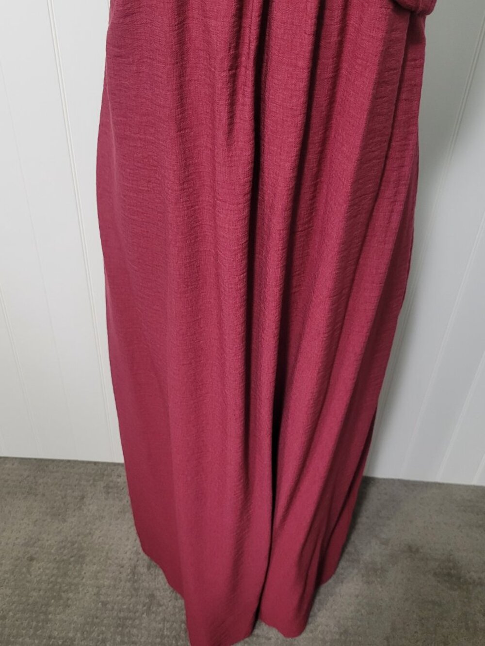 Banana Republic Boho Hippie Prairie Euro Maroon Crepe Twisted Bodice Maxi Dress - Picture 3 of 16
